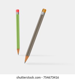 Vector realistic  pencils. Pencil icon on white background
