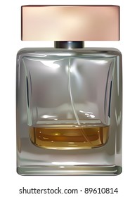 vector realistic perfume bottle on white background, raster version available