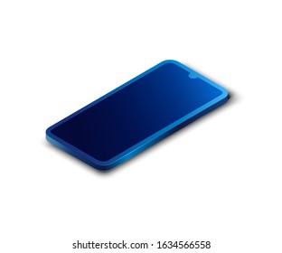 Vector realistic perspective isometric phone isolated on white background.