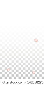 Vector Realistic Petals and Hearts Confetti. Flying Sakura and Hearts on Transparent Background. Wedding Invitation Background. Spring Romance Banner. Vector Illustration for Amour Design.