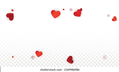 Vector Realistic Petals and Hearts Confetti. Flying Rose and Hearts on Transparent Background. St. Valentine Day Background. Spring Romance Border. Illustration in Pink for Amour Design.
