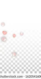 Vector Realistic Petals and Hearts Confetti. Flying Sakura and Hearts on Transparent Background. St. Valentine Day Background. Spring Romance Design. Vector Illustration for Amour Design.