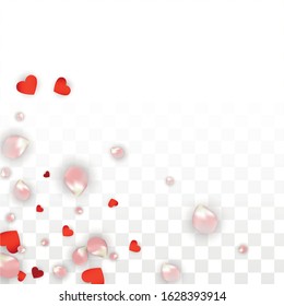 Vector Realistic Petals and Hearts Confetti.  