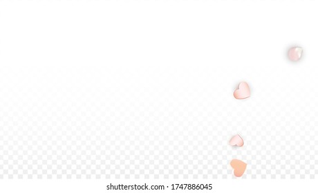 Vector Realistic Petals and Hearts Confetti. Flying Sakura and Hearts on Transparent Background. 8 March Background. Spring Romance Card. Vector Illustration for Amour Design.