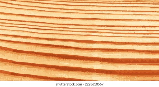 Vector realistic piece of wood texture. Line pattern hardwood cut sheet. Striped old tree trunk inside. Parquet tile template. Natural timber background. Light color tree surface. Brown flooring plank