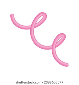 Vector realistic pink 3d spiral lines on white.