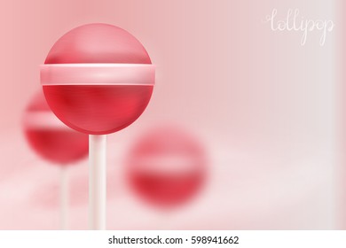 Vector realistic pink background with lollipops