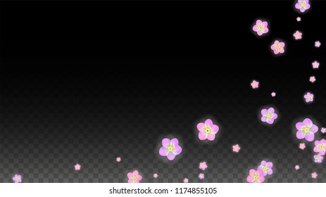 Vector Realistic Pink Flowers Falling on Transparent Background.  Spring Romantic Flowers Illustration. Flying Petals. Sakura Spa Design.  Blossom Confetti. Design Elements for  St. Valentine Day.