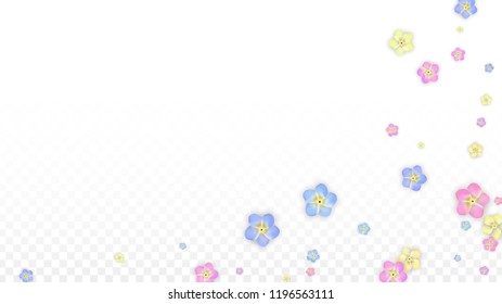 Vector Realistic Pink Flowers Falling on Transparent Background.  Spring Romantic Flowers Illustration. Flying Petals. Sakura Spa Design.  Blossom Confetti. Design Elements for  Wedding Decoration.
