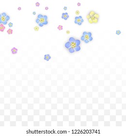 Vector Realistic Pink Flowers Falling on Transparent Background.  Spring Romantic Flowers Illustration. Flying Petals. Sakura Spa Design.  Blossom Confetti. Design Elements for  Poster Design. 