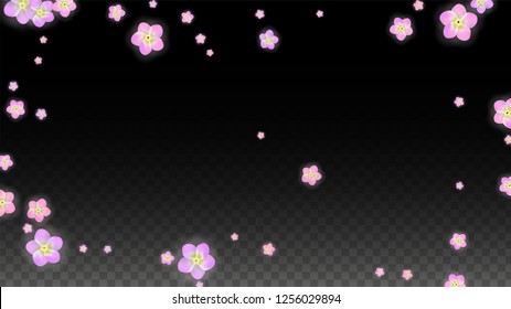 Vector Realistic Pink Flowers Falling on Transparent Background.  Spring Romantic Flowers Illustration. Flying Petals. Sakura Spa Design.  Blossom Confetti. Design Elements for  Wedding Decoration.