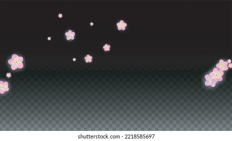 Vector Realistic Pink Flowers Falling on Transparent Background.  Spring Romantic Flowers Illustration. Flying Petals. Sakura Spa Design.  Blossom Confetti. Design Elements for  8 March Card.