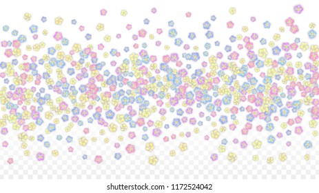 Vector Realistic Pink Petals Falling on Transparent Background.  Spring Romantic Flowers Illustration. Flying Petals. Sakura Spa Design.  Blossom Confetti. Design Elements for  St. Valentine Day.