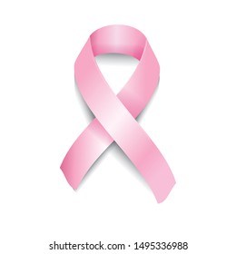 Vector realistic pink ribbon for breast cancer symbol