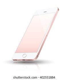 Vector realistic pink smartphone mockup. Vector illustration. use for printing web element game and application demo.