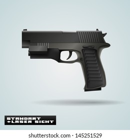 Vector realistic pistol with laser sight
