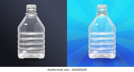 Vector Realistic Plastic Container Mineral Water Bottle Beverage Label Isolated Empty Plastic Water Bottle Beverage Drinking Mineral vector Plastic Object Isolated 3D Empty Label illustration isolated