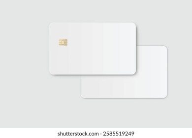 Vector realistic plastic credit card templates. Blank debit card with chip card on background. Mockup empty design for online business and finance, technology payment, digital payment concept.
