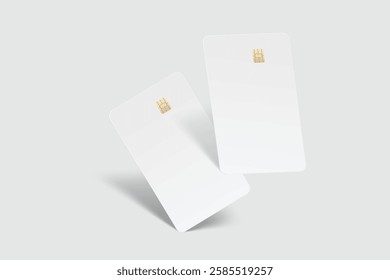 Vector realistic plastic credit card templates. Blank debit card with chip card on background. Mockup empty design for online business and finance, technology payment, digital payment concept.
