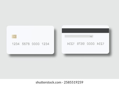 Vector realistic plastic credit card templates. Blank debit card with chip card on background. Mockup empty design for online business and finance, technology payment, digital payment concept.
