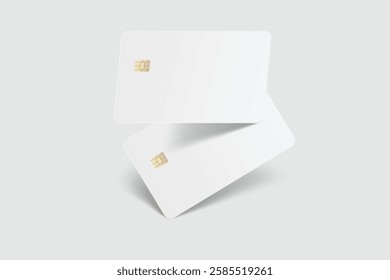 Vector realistic plastic credit card templates. Blank debit card with chip card on background. Mockup empty design for online business and finance, technology payment, digital payment concept.
