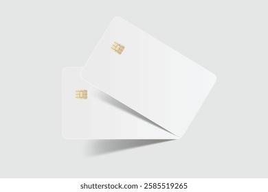 Vector realistic plastic credit card templates. Blank debit card with chip card on background. Mockup empty design for online business and finance, technology payment, digital payment concept.
