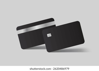 Vector realistic plastic credit card templates. Blank debit card with chip card on background. Mockup empty design for online business and finance, technology payment, digital payment concept