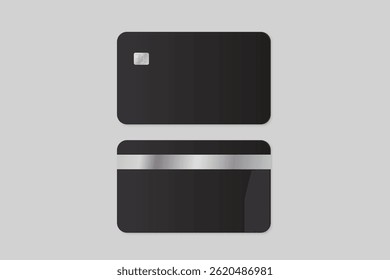 Vector realistic plastic credit card templates. Blank debit card with chip card on background. Mockup empty design for online business and finance, technology payment, digital payment concept