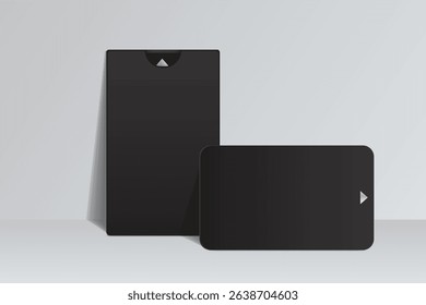 Vector realistic plastic credit card templates. Blank debit card with chip card on background. Mockup empty design for online business and finance, technology payment, digital payment concept.