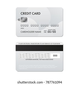 Vector realistic plastic credit card template, back and front.