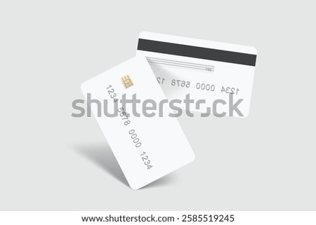 Vector realistic plastic credit card templates. Blank debit card with chip card on background. Mockup empty design for online business and finance, technology payment, digital payment concept.
