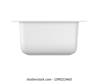 Vector realistic plastic package for dip, sauce and cheese. Blank mock up isolated on white background. 