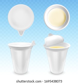 Vector realistic plastic packages with yogurt
