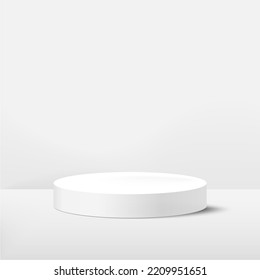 Podio vectorial realista sobre fondo blanco. Espacio vacío para la presentación del producto. 