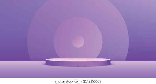 Vektorrealistische Podium-Plattform mit violetten Farben in abstrakter Bühne für Produktplatzierung und -darstellung.