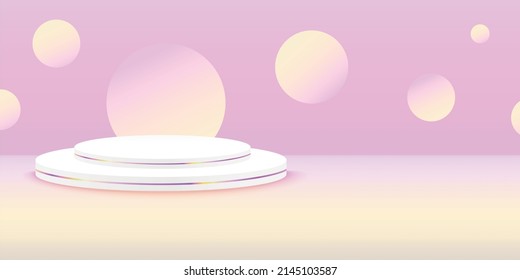 Vektorrealistische Podium-Plattform mit violetten Farben in abstrakter Bühne für Produktplatzierung und -darstellung.