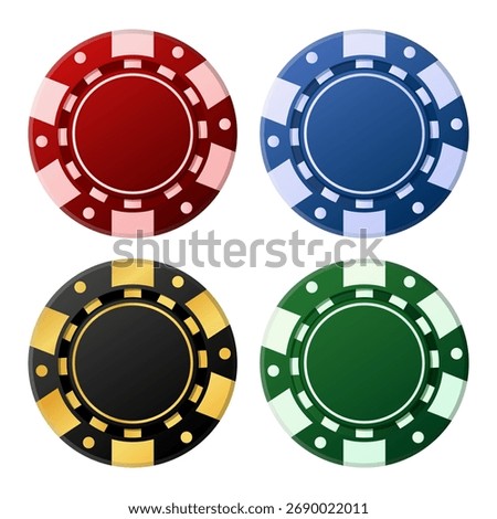 Vector realistic poker and casino chips. Isolated poker chips. Playing chip concept. Element for your design.