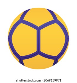 Vector realistic polygonal yellow soccer ball with purple border on white background. Football illustration.
