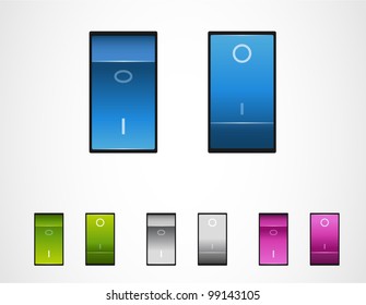 Vector realistic power switch on off. Toggle power switches.