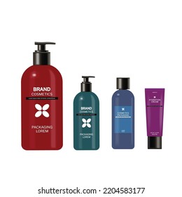 Vector realistic product placement label mockup for hair care products