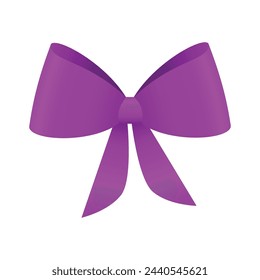 Vector realistic purple bow isolated on white background.