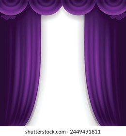 vector realistic purple curtain background design.