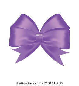 Vector realistic purple gift bow isolated on white background.
