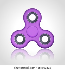 Vector realistic purple hand fidget spinner toy stress relieving on white background. Anti stress and relaxation fidgets illustration. EPS 10