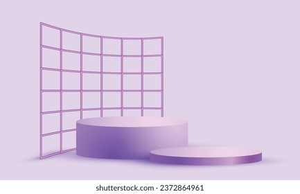 Fondo vectorial de podiums púrpura realista.