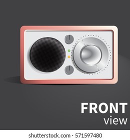 Vector realistic radio receiver. Front view object