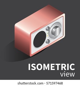 Vector realistic radio receiver. in isometric projection