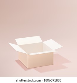 Vector realistic rectangular paper box.   Open cardboard box. EPS 10