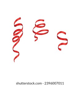 Vector realistic red confetti ribbons set design