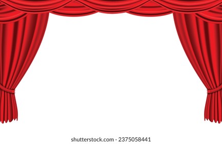 Vector realistic red curtain background.